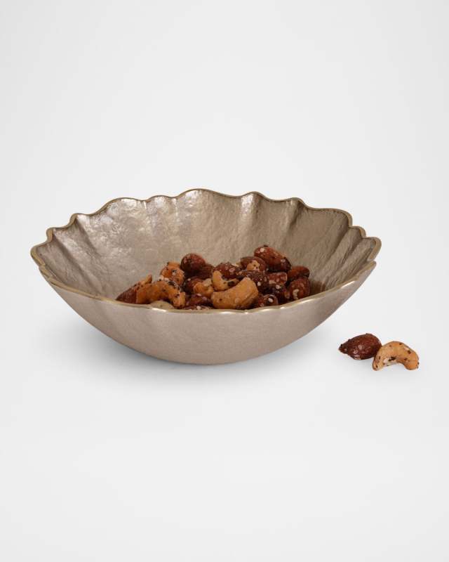 Small Round Bowl, Taupe/Gold